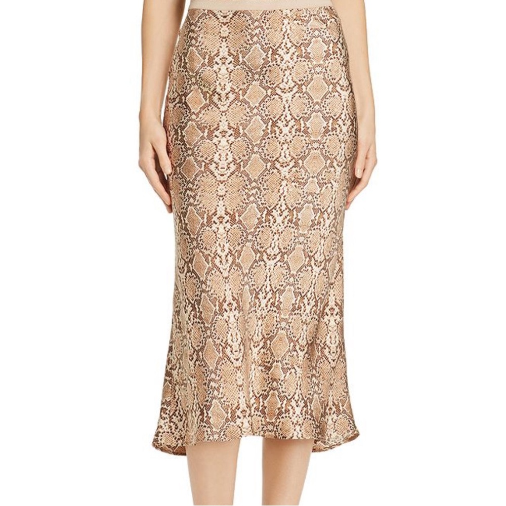 NWOT Anine Bing Snake Print Python Silk Slip Mermaid Skirt S